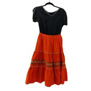 Vtg European Folklore Women Dress Bloomers Black S/M Medieval